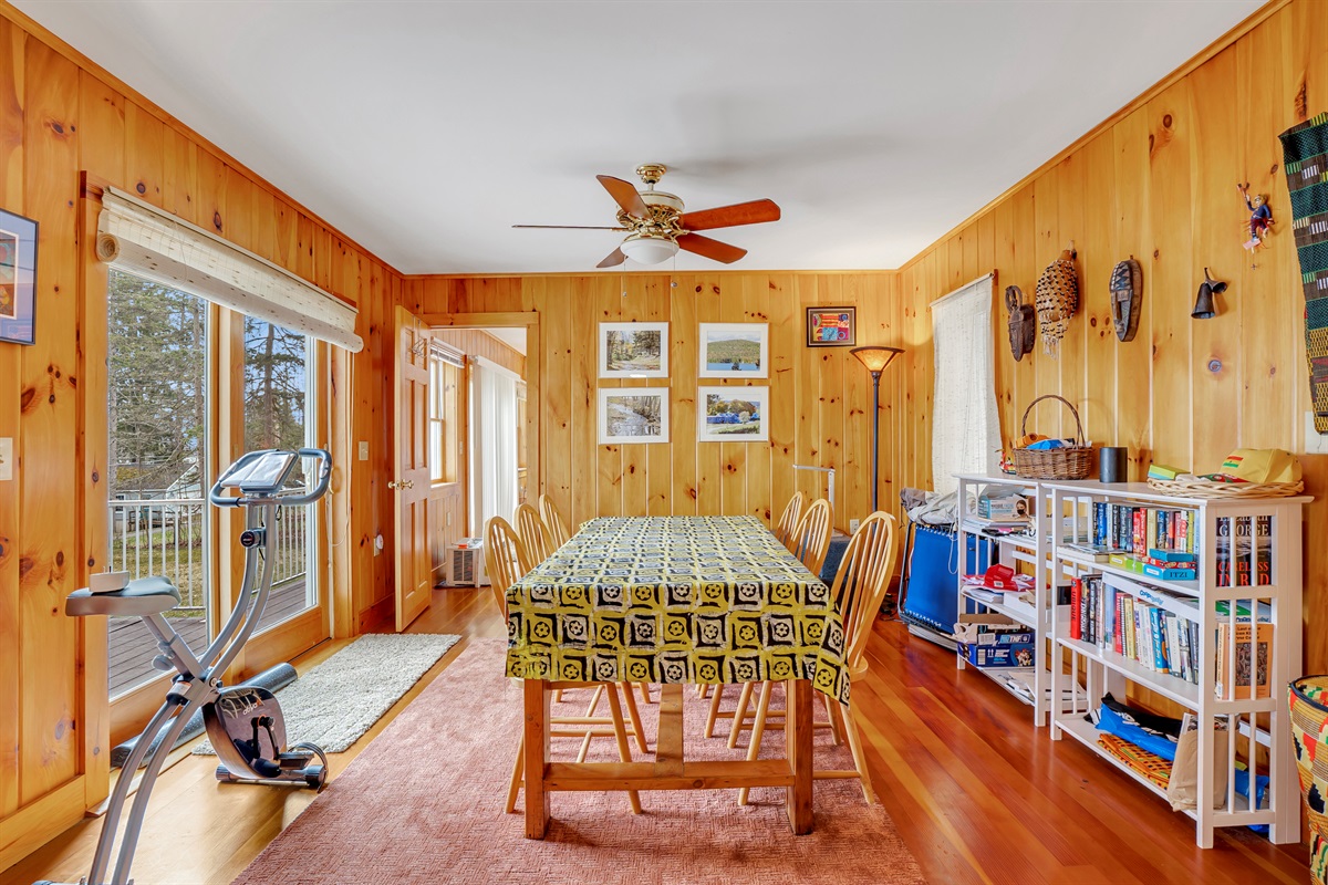 Dining room with sliders to front deck