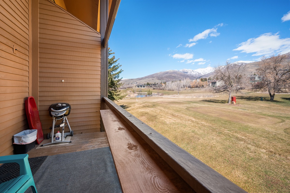 Balcony with BBQ grill and open views across the Wolf Creek Golf Course.