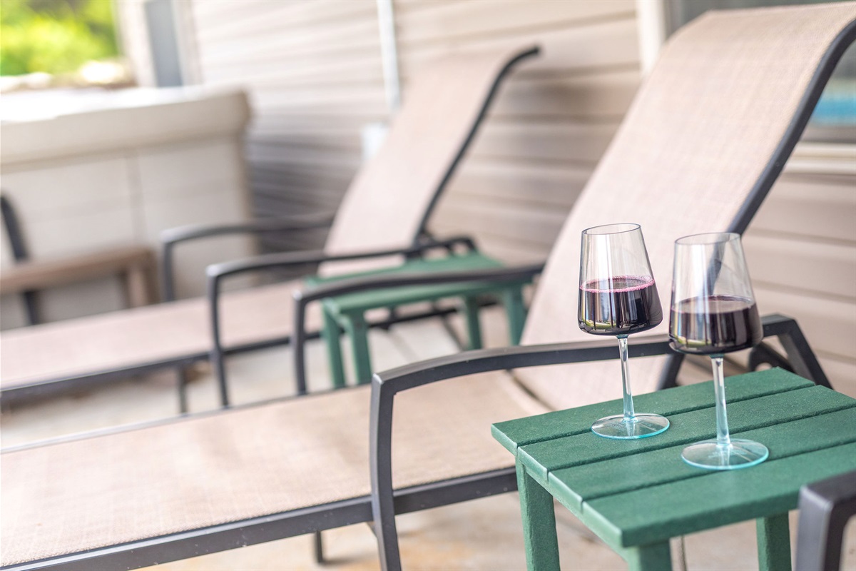 Lounge with a glass of wine on the back deck!