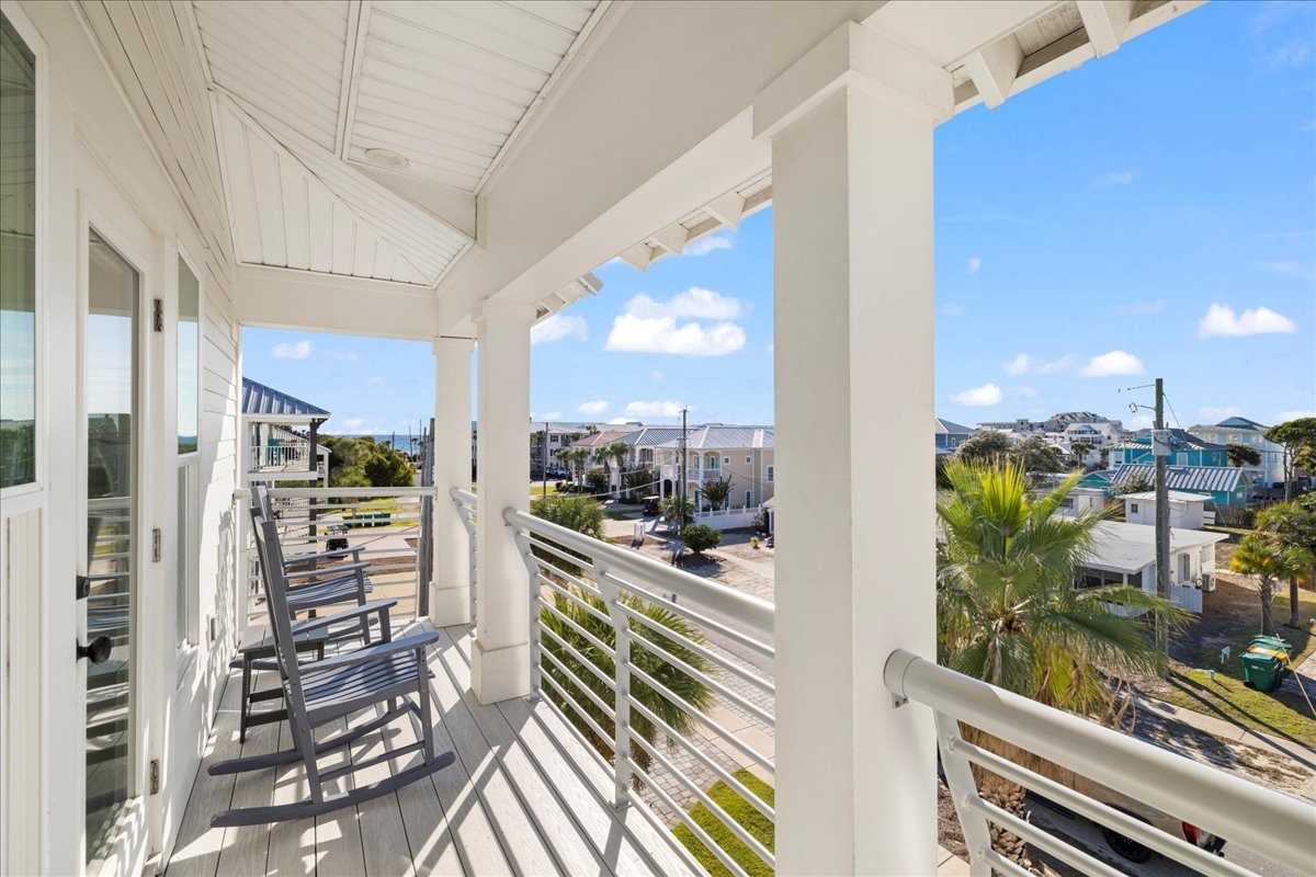 3rd floor balcony shared between the 3rd floor bunk room and Bedroom 6 has a GULF VIEW!