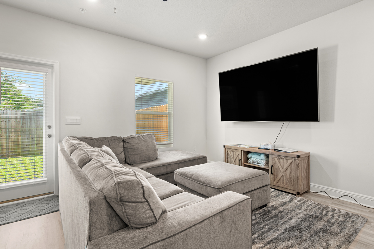 Comfy sofa for family movie night.
