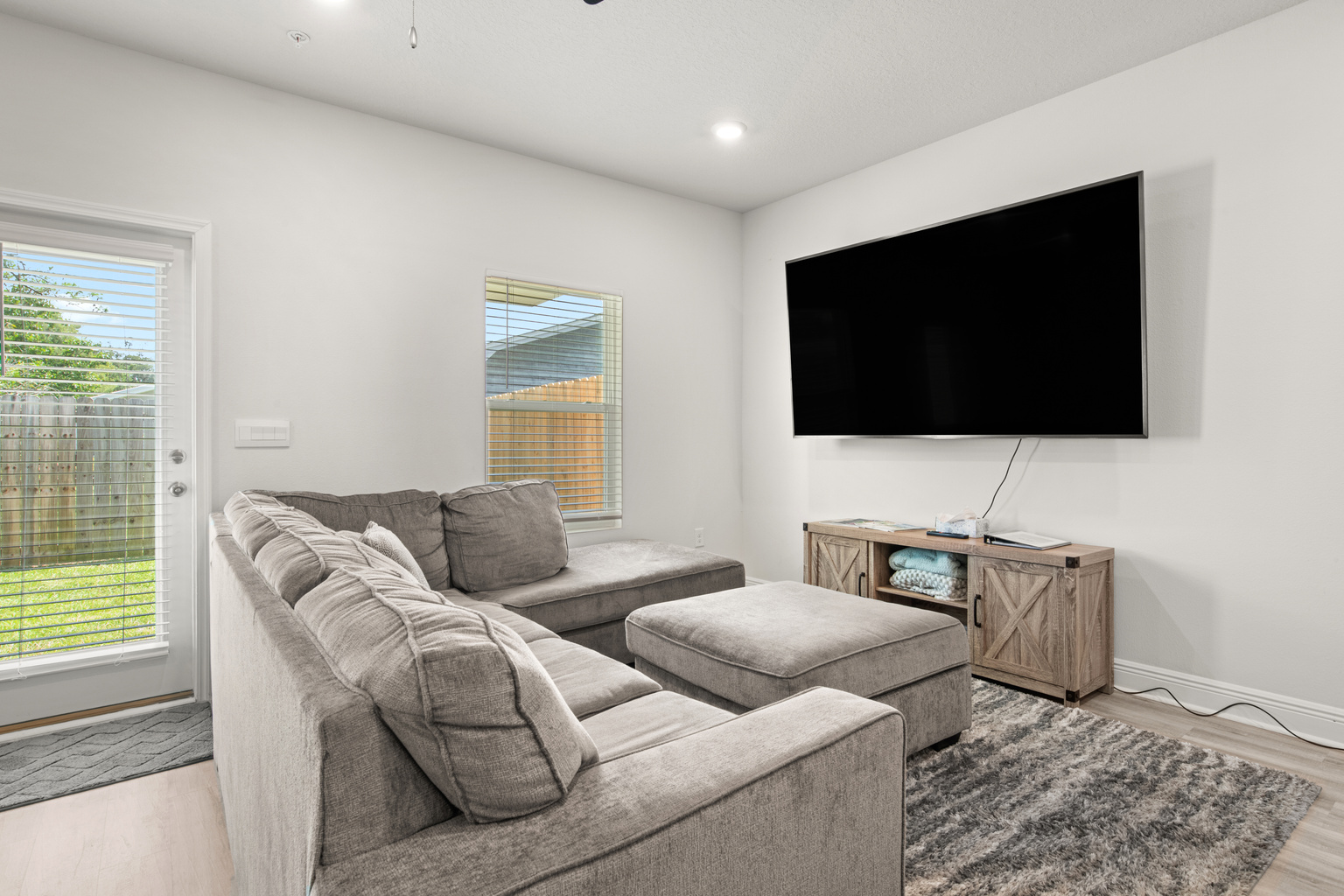 Comfy sofa for family movie night.