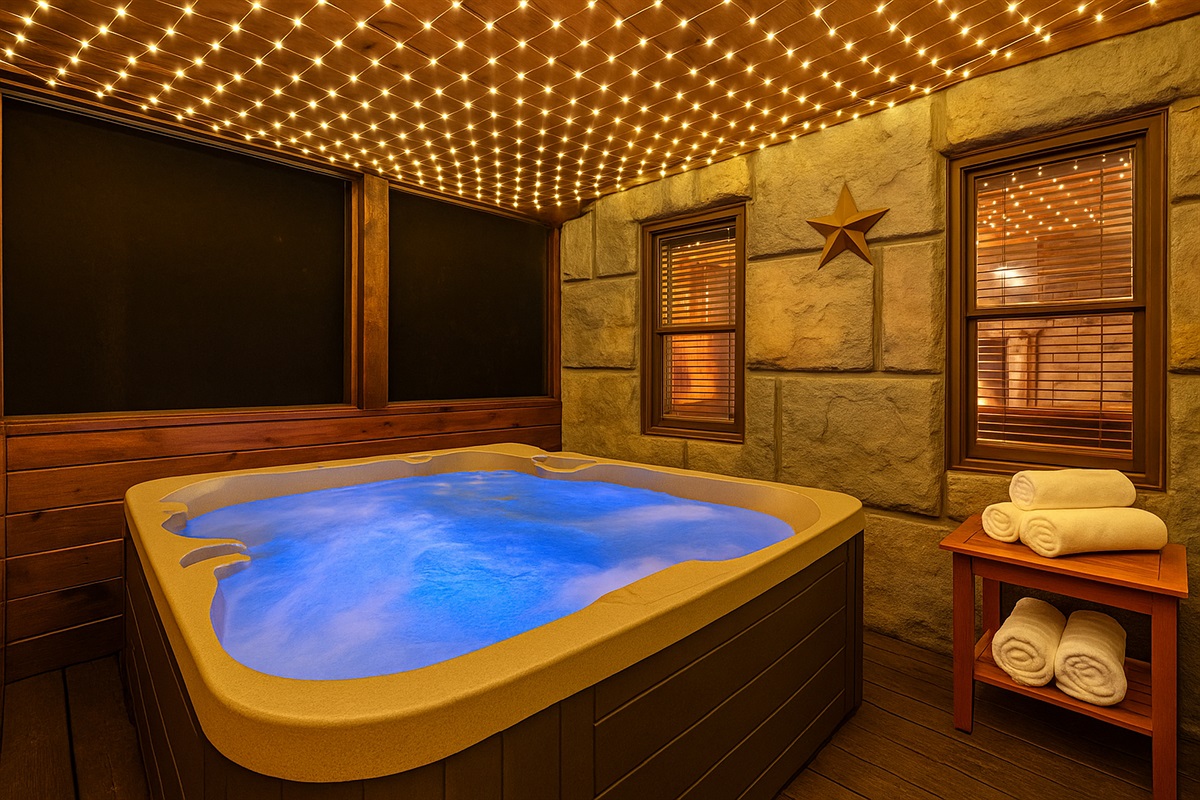 Twinkle lights + warm bubbles = your new happy place