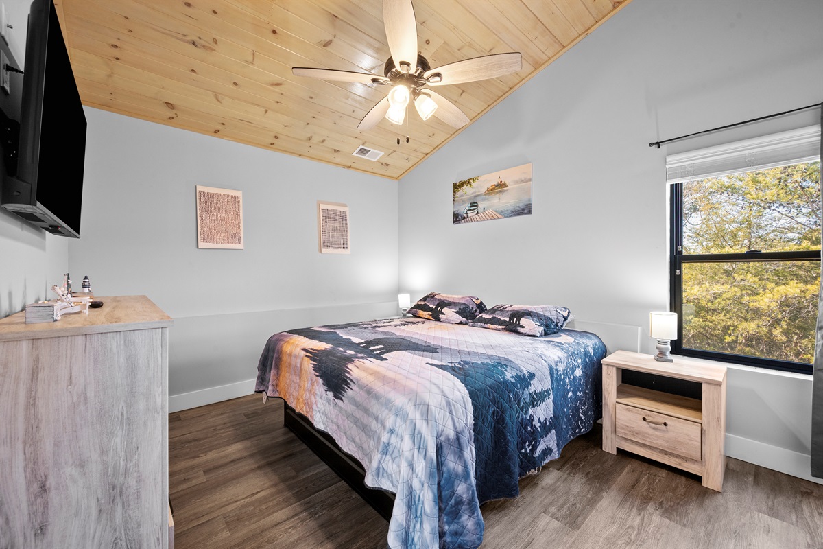 Comfortable bedroom with warm décor and a calming atmosphere—ideal for restful nights after busy days exploring the area.