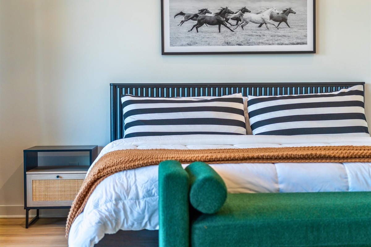 At the end of the day, this bedroom feels like a peaceful retreat to unwind and recharge.