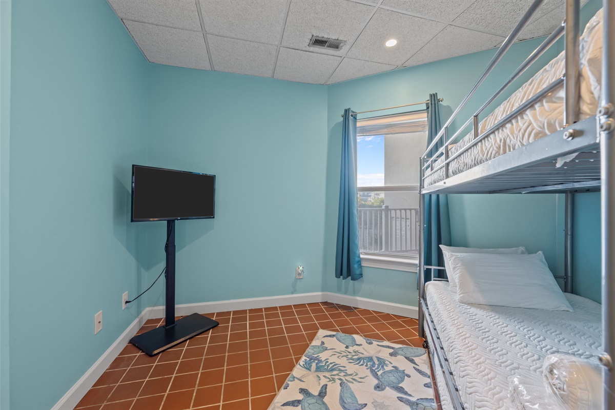 Playful coastal colors with dedicated space for kids to unwind