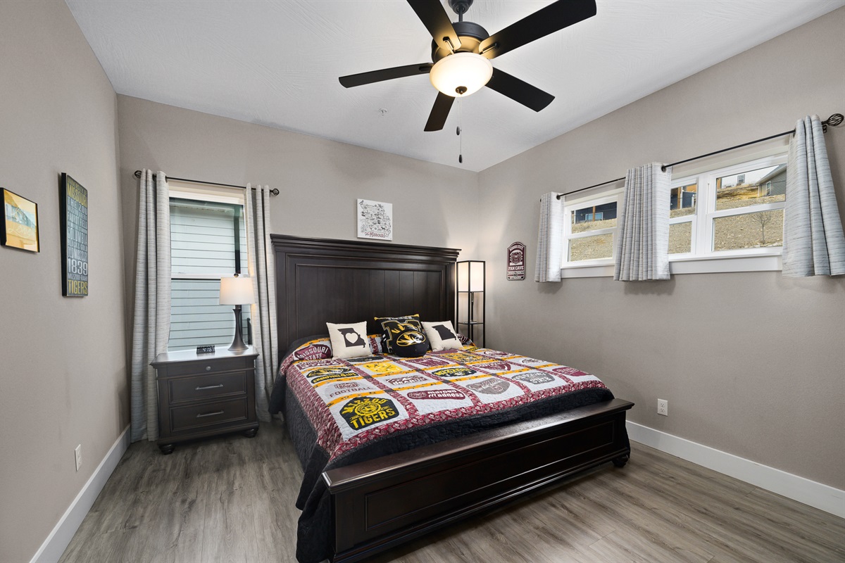 Main level: Missouri room with King bed, en suite ADA accessible bathroom