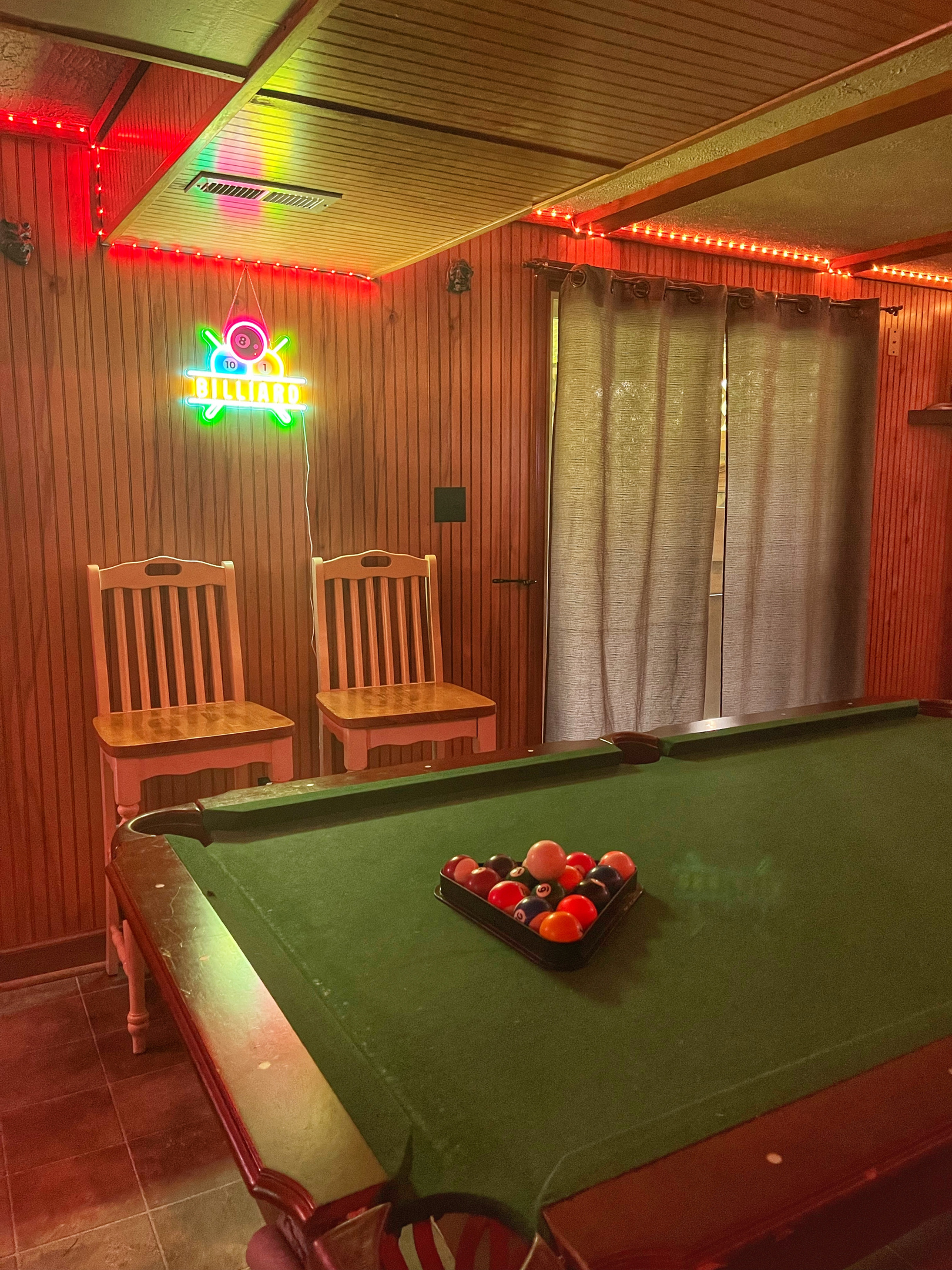 Relax downstairs with a game of pool or gather around the game table for cards, board games, or puzzles—the perfect spot to unwind after a day at the river.