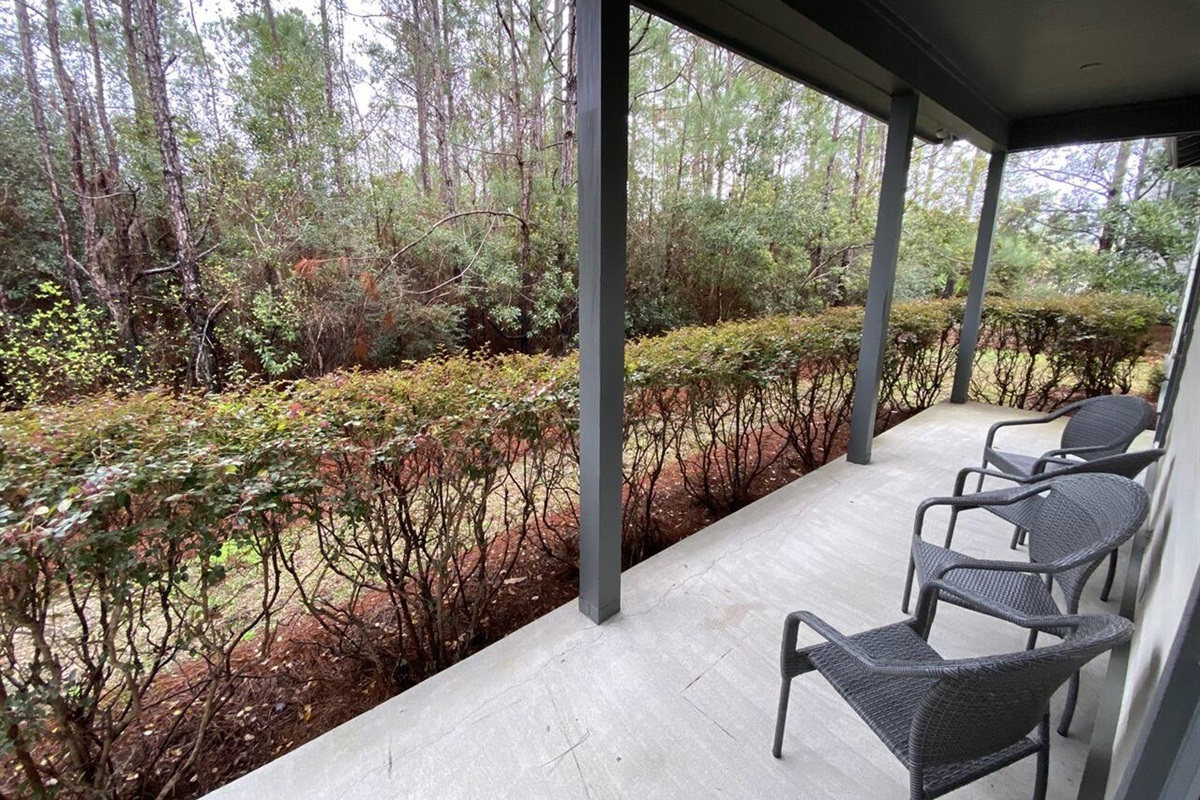 Patio accessible from the 2 downstairs bedrooms. Perfect spot if you want some quiet time or you want to read a book and be close to Nature.