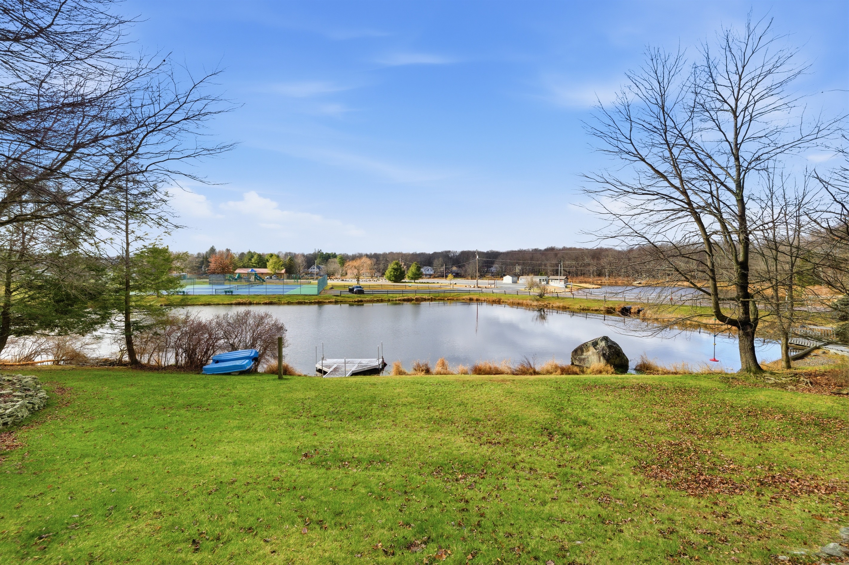 View of the lake from the backyard