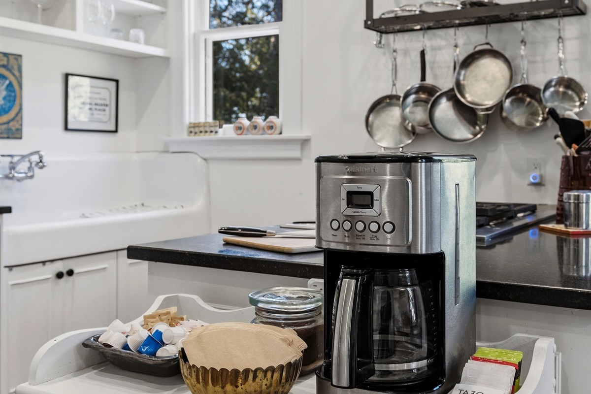 Coffee station w/ essentials ready for your morning routine