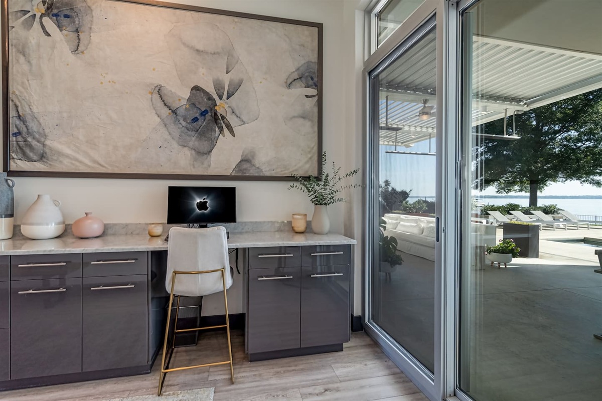 First floor office next to patio