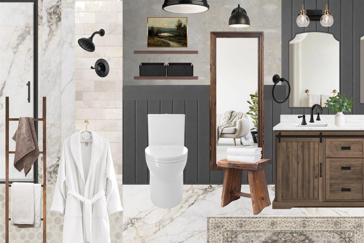 Master bath design board (inspiration only not exact)