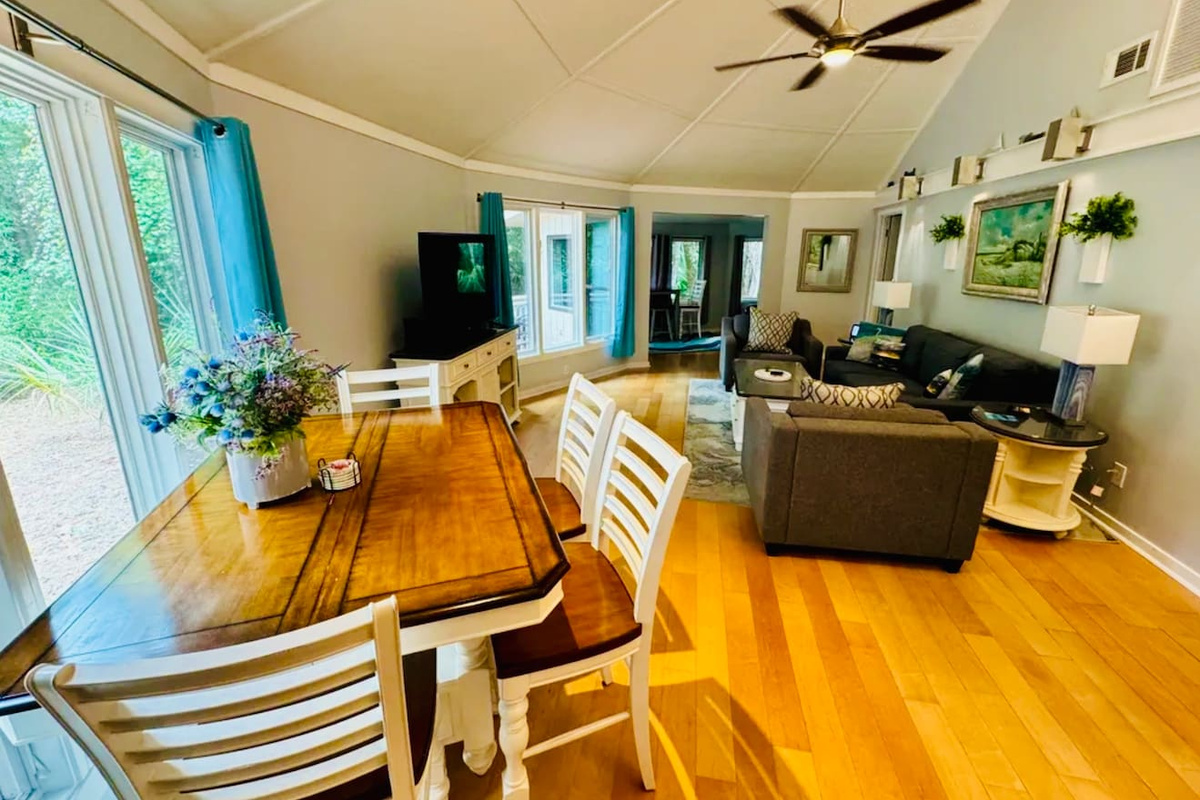 Open living and dining area