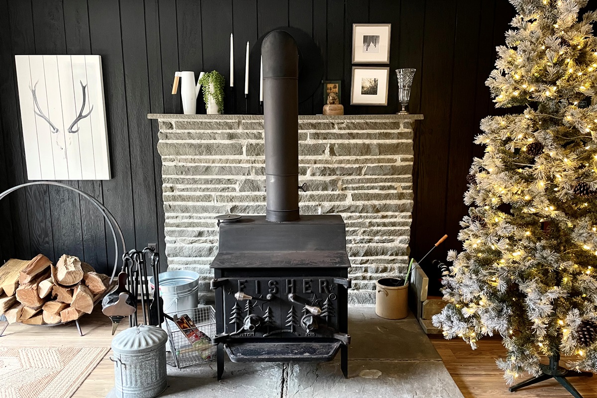 Wood stove in the family room