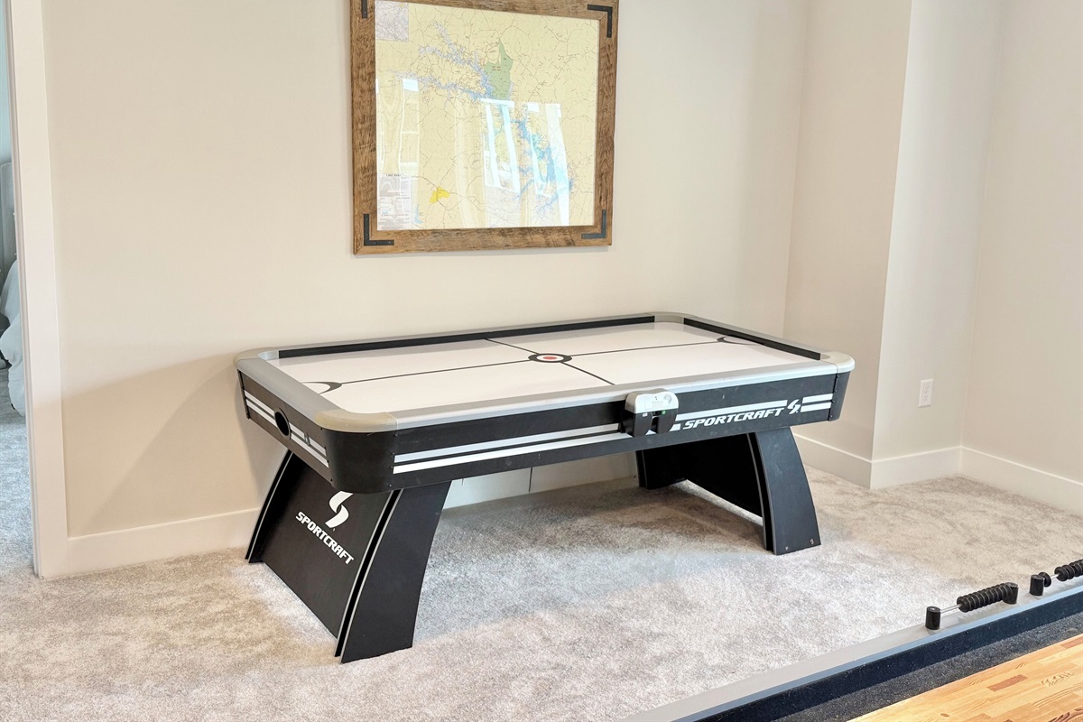 We have air hockey, ping-pong, arcade games, and a quad bunk room full of games and toys!