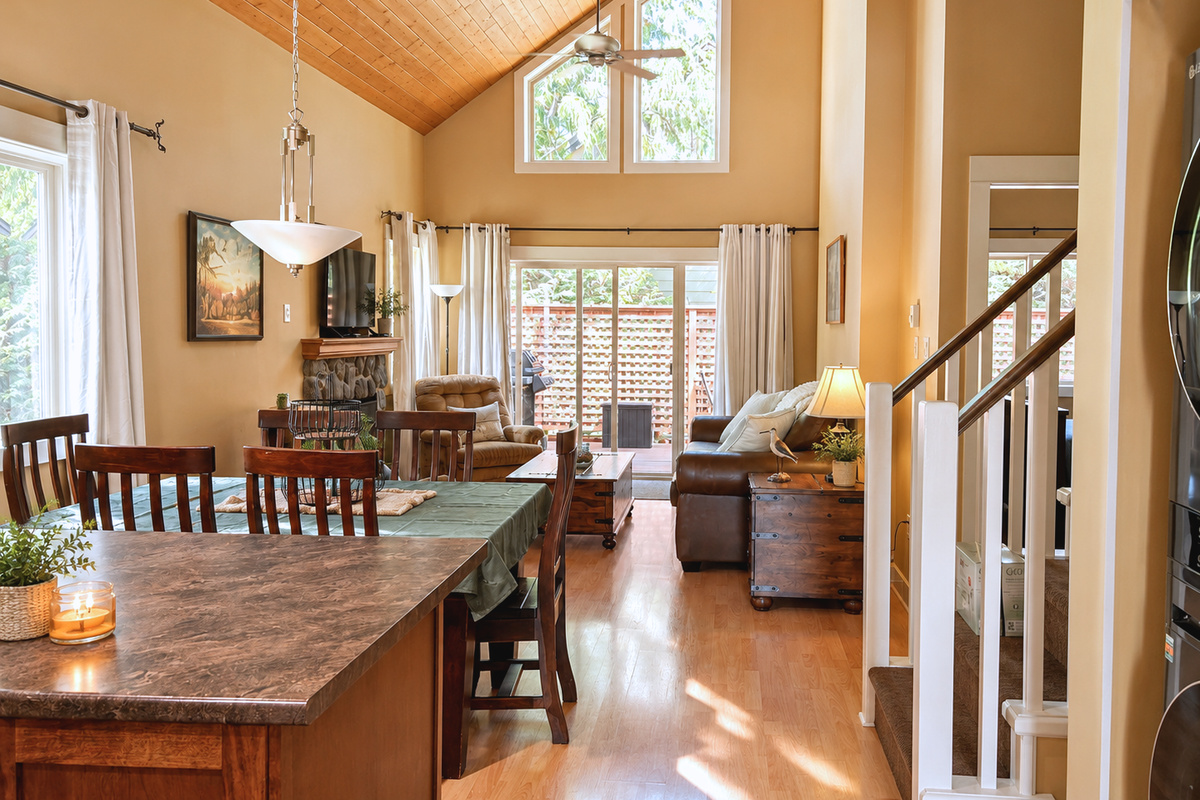 An open-concept space designed for gathering and relaxing.