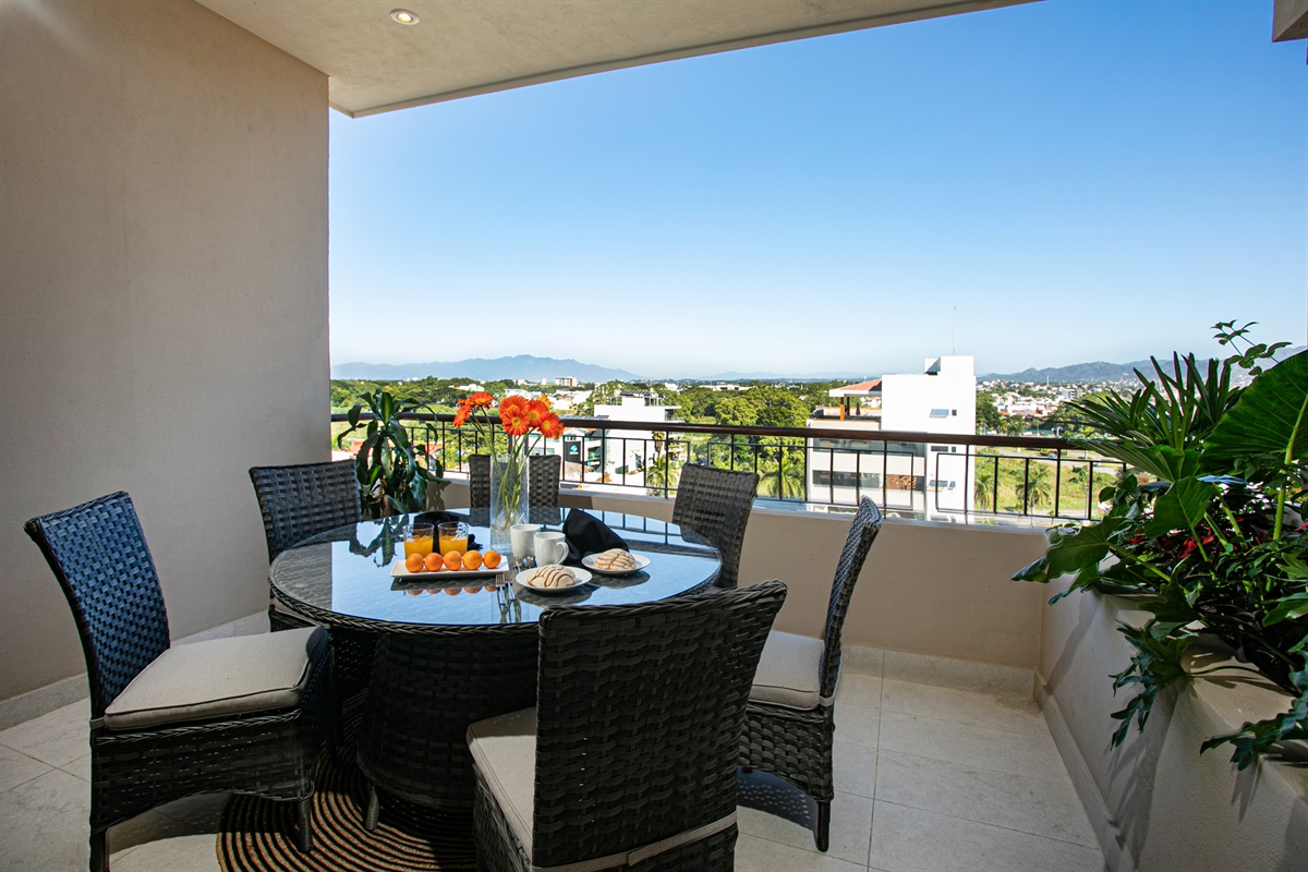 Enjoy a morning cup of coffee or a glass of wine on the private covered patio.