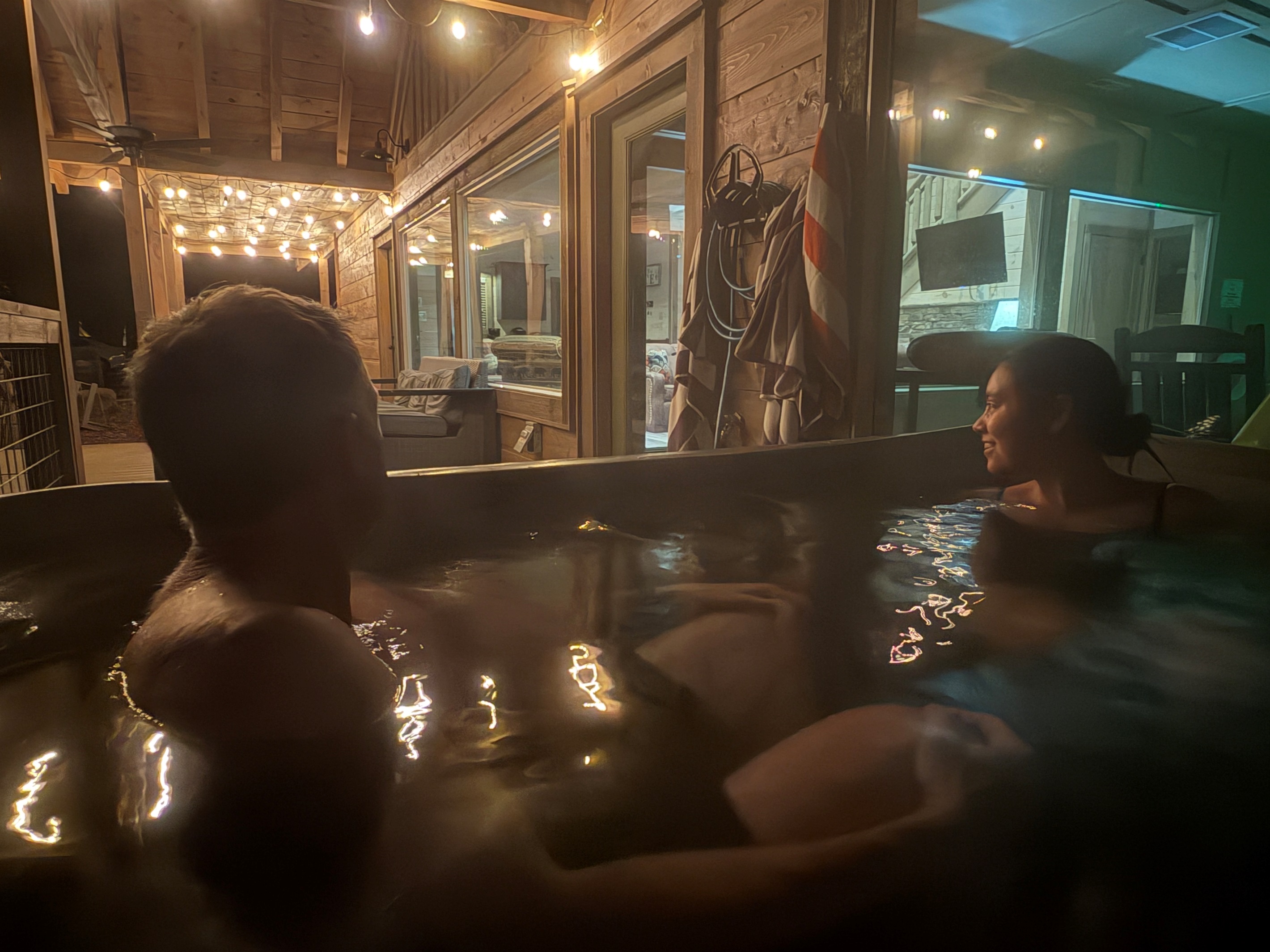 The 4 person hot tub is great for relaxation at Water Bear