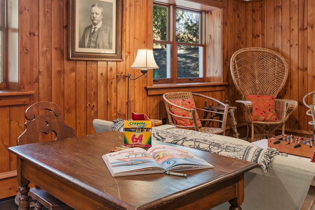 Play games, relax or enjoy lively conversation in the cozy lower level. 