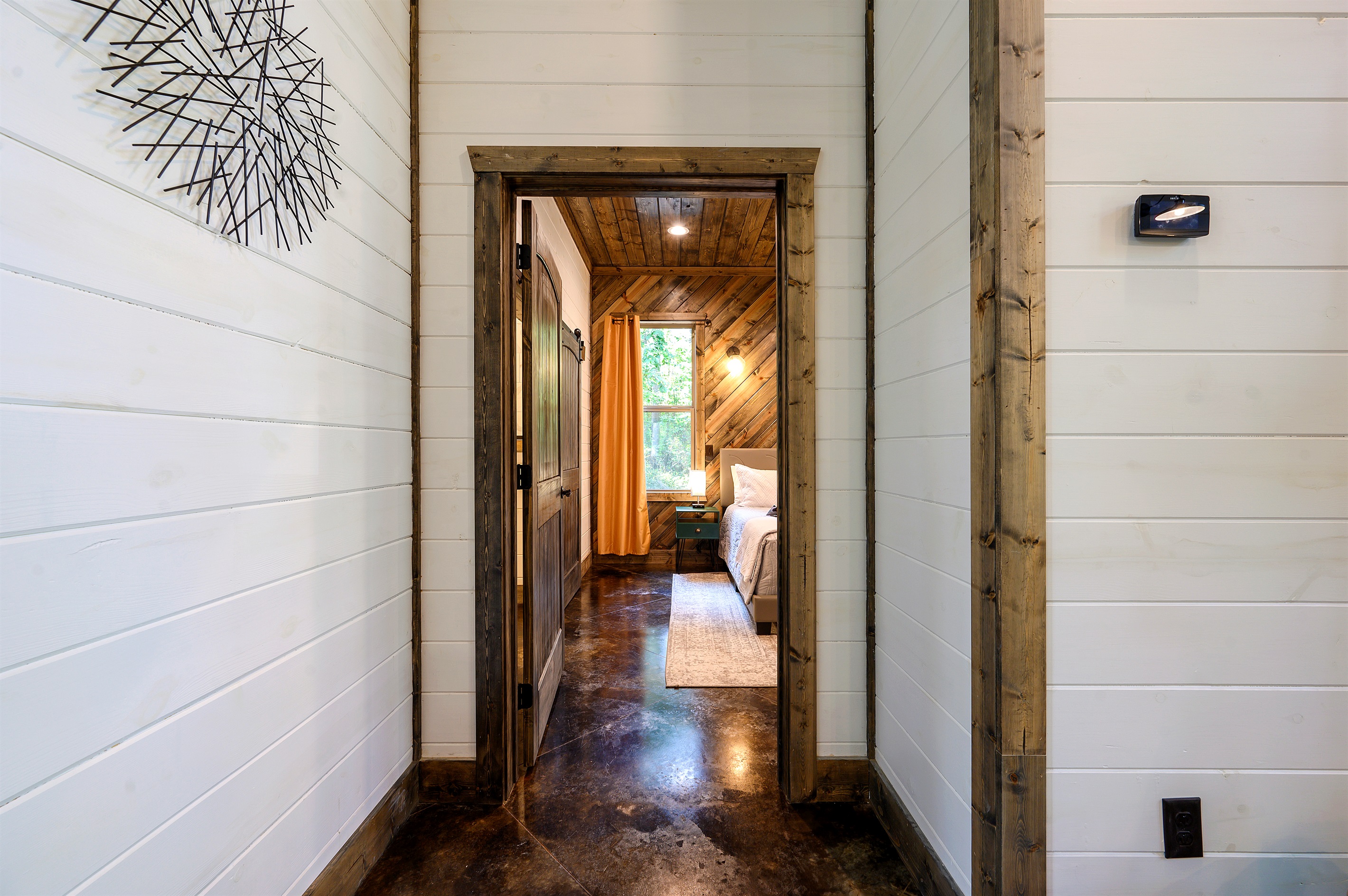 Cozy hallway with warm rustic finishes