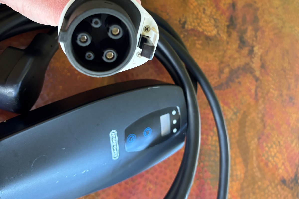 Universal EV  charging cord for guest use. You may need to bring your own adapter.