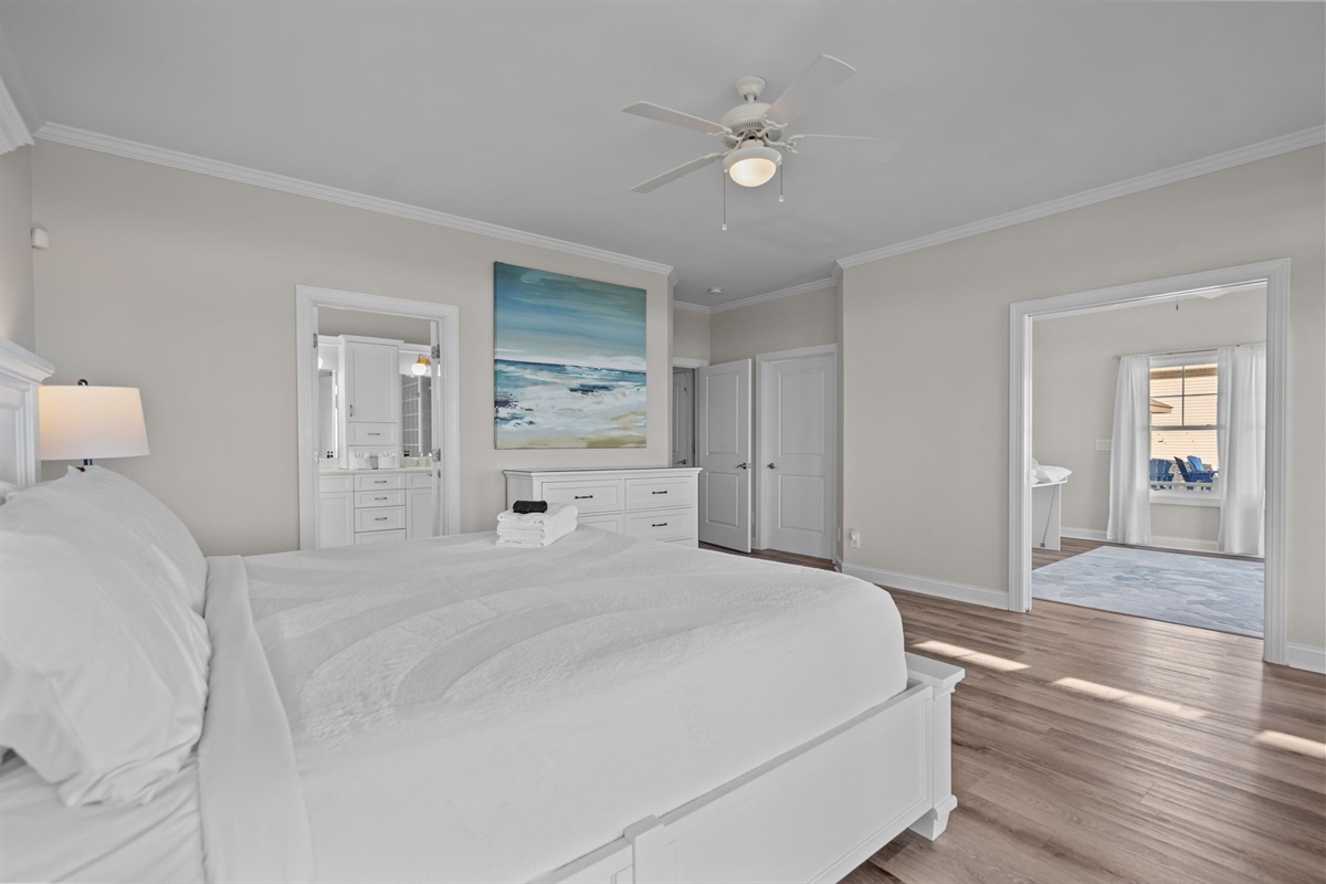 2nd floor bedroom #4 - view from master bedroom into connecting queen Murphy bedroom (separates with fully closing pocket doors)