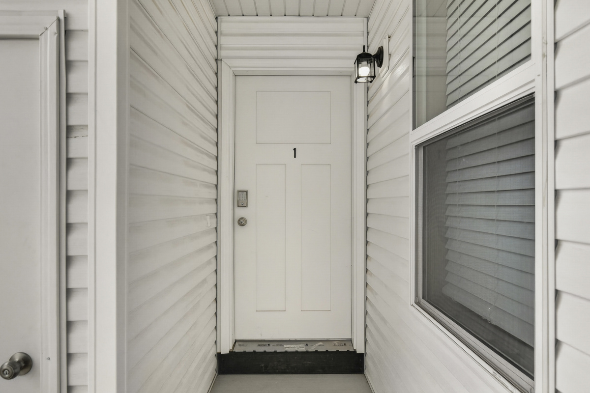 Entrance to the home with smart lock access. 