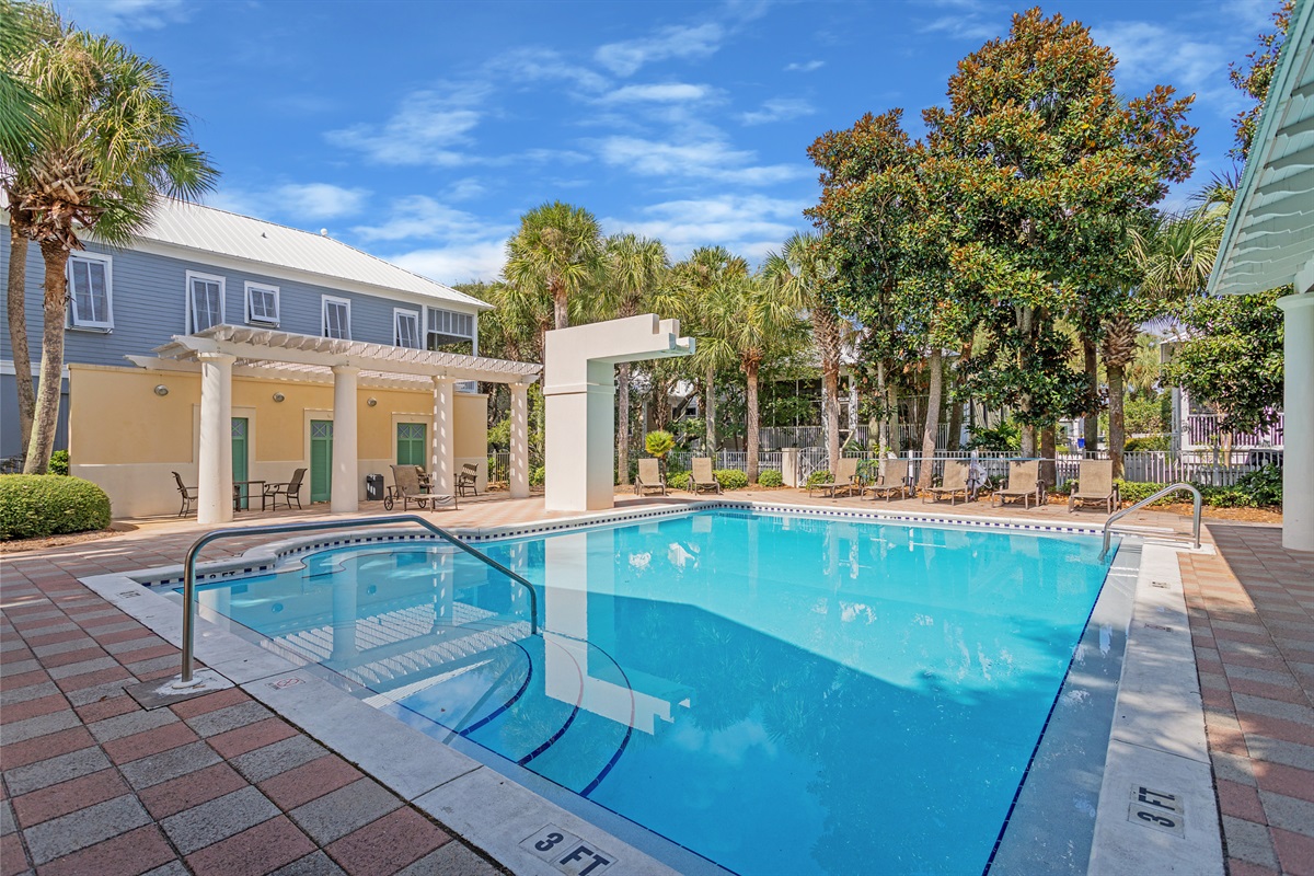 Frangista Beach community pool is right across the street! A Good change of scenery for the kids!