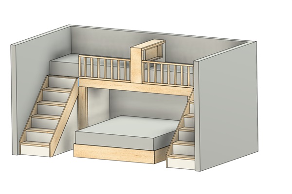 Will be complete for bookings AFTER Thanksgiving. Lofted Bunk IS installed but paint has not been completed 