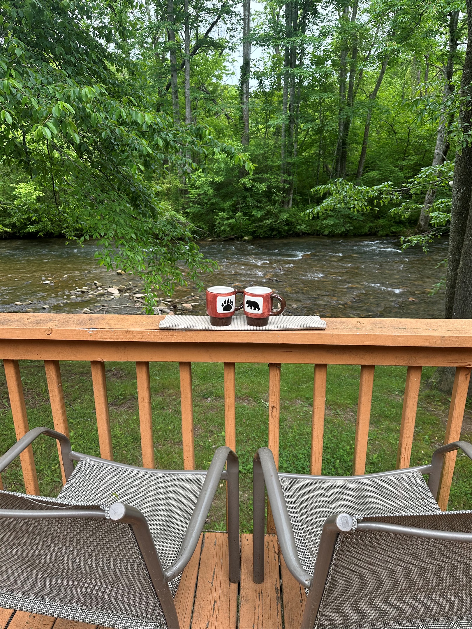 Morning coffee by the creek