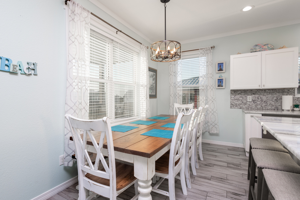 Dining table with seating for 8