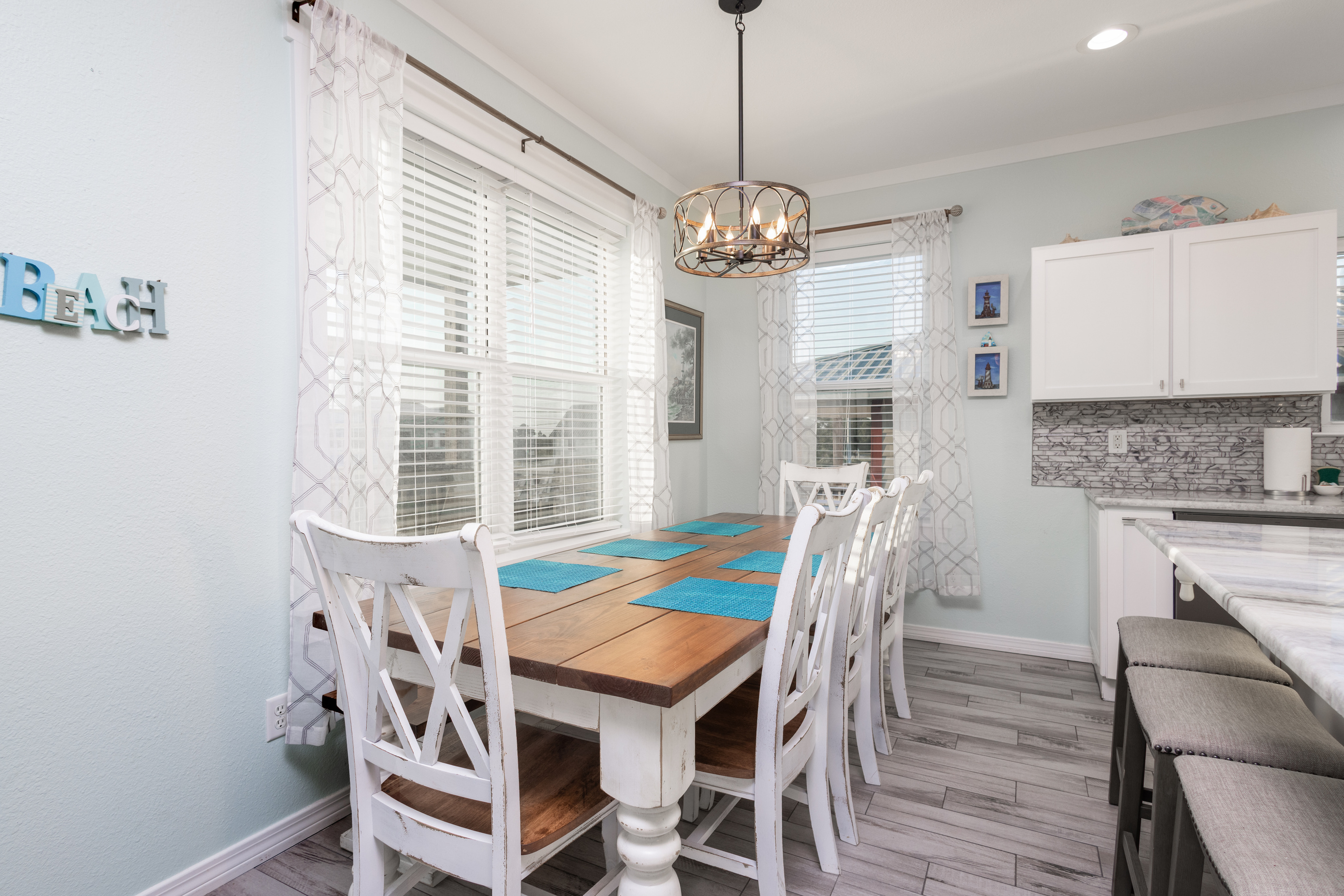 Dining table with seating for 8