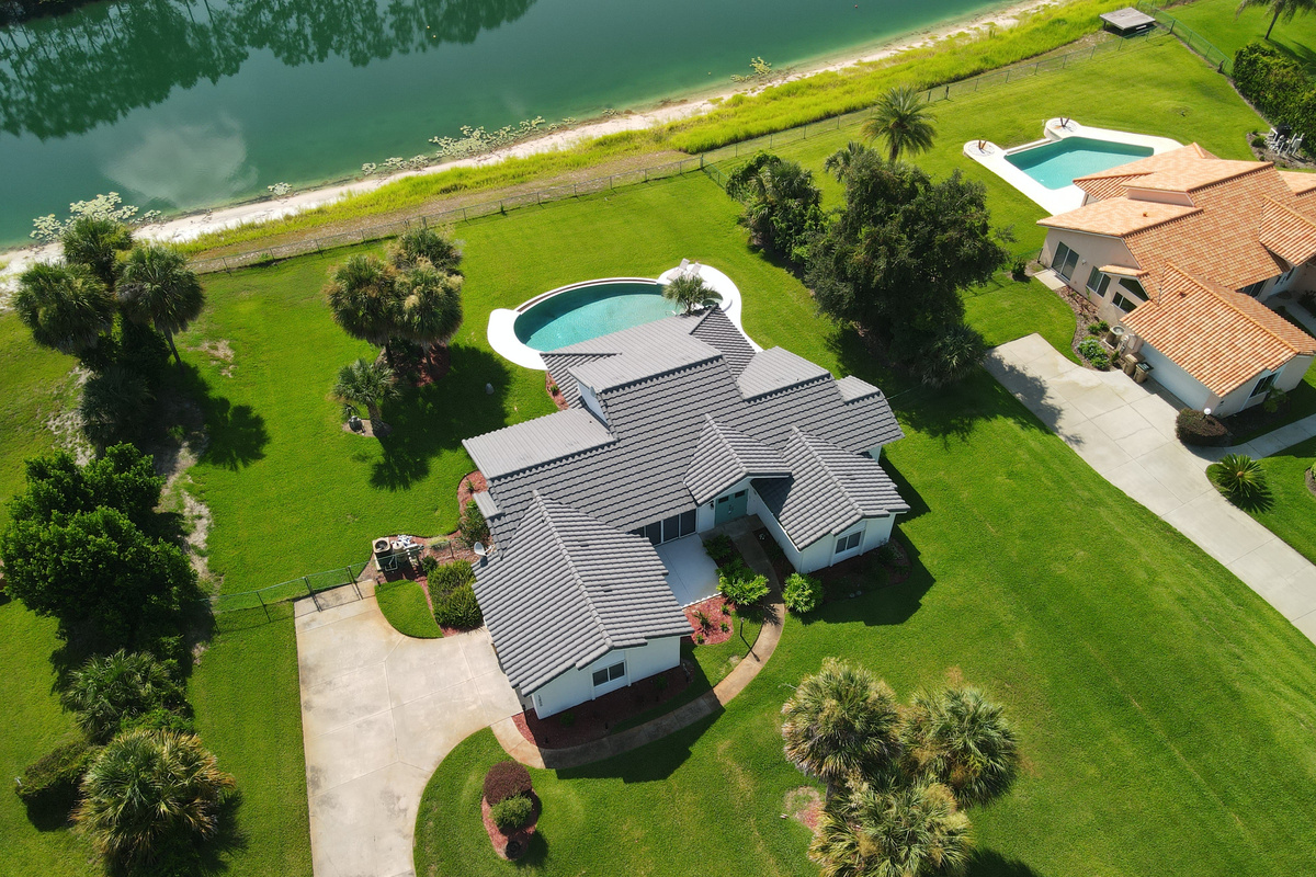 Drone view of property