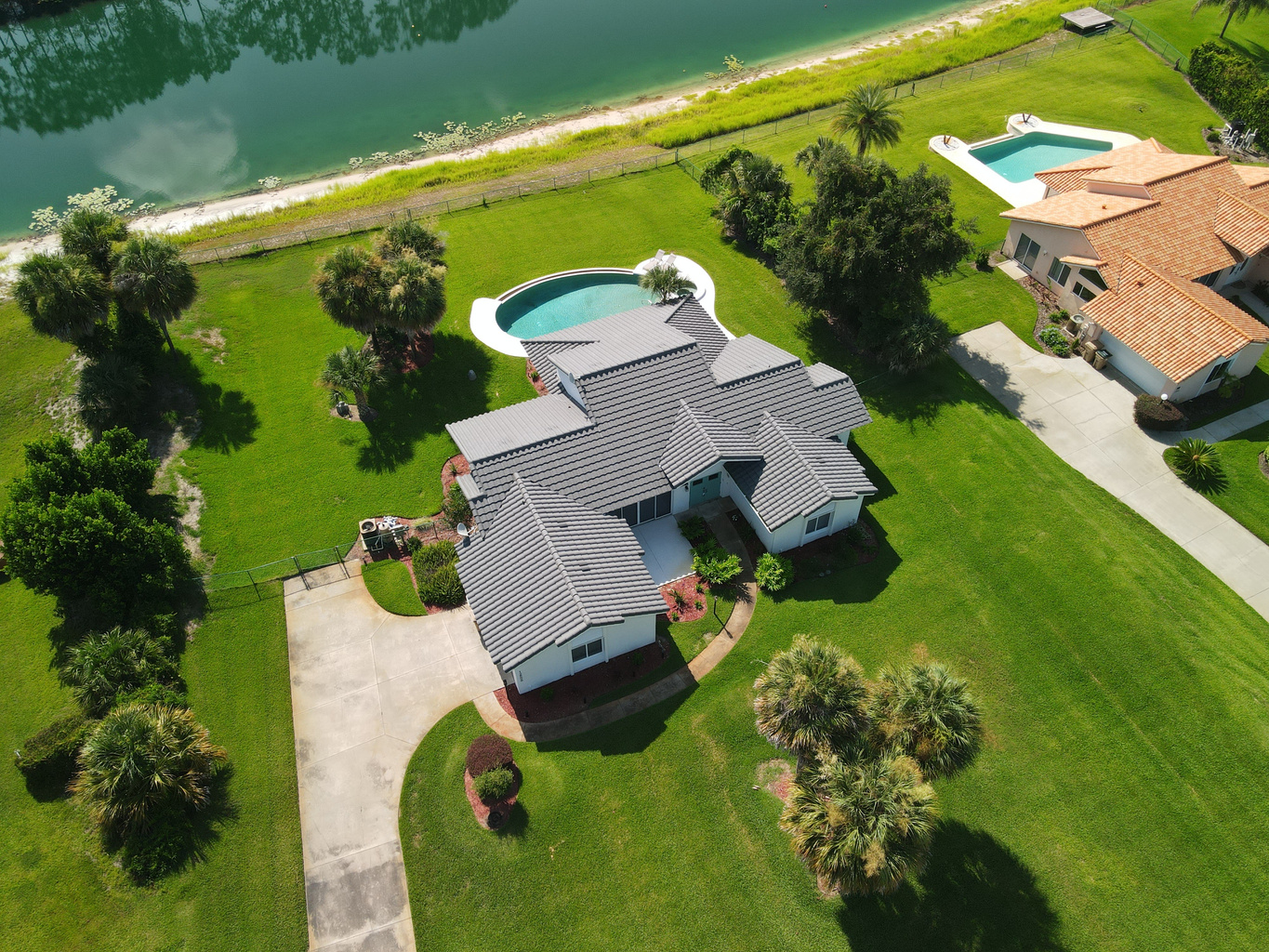 Drone view of property