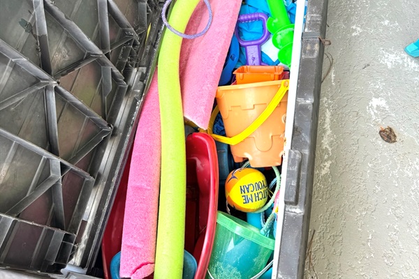 Beach Toys in Patio Bench