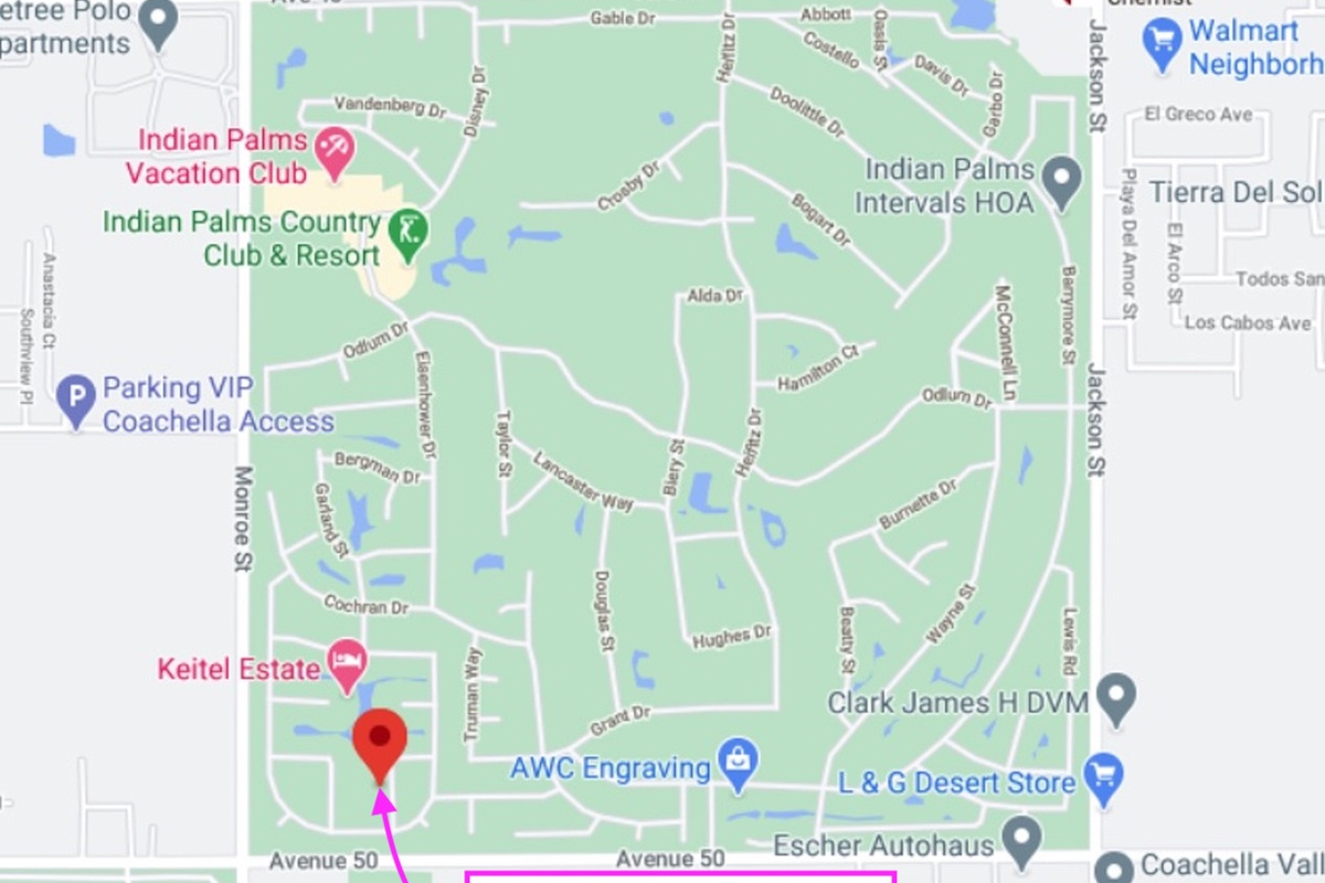 Aerial Location Map within Indian Palms Country Club