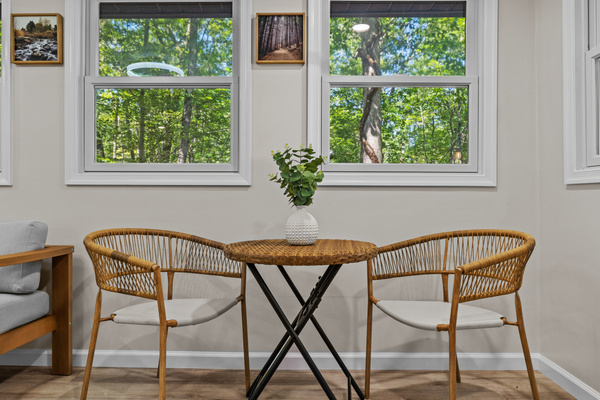 Enjoy your morning coffee in the bright sunroom