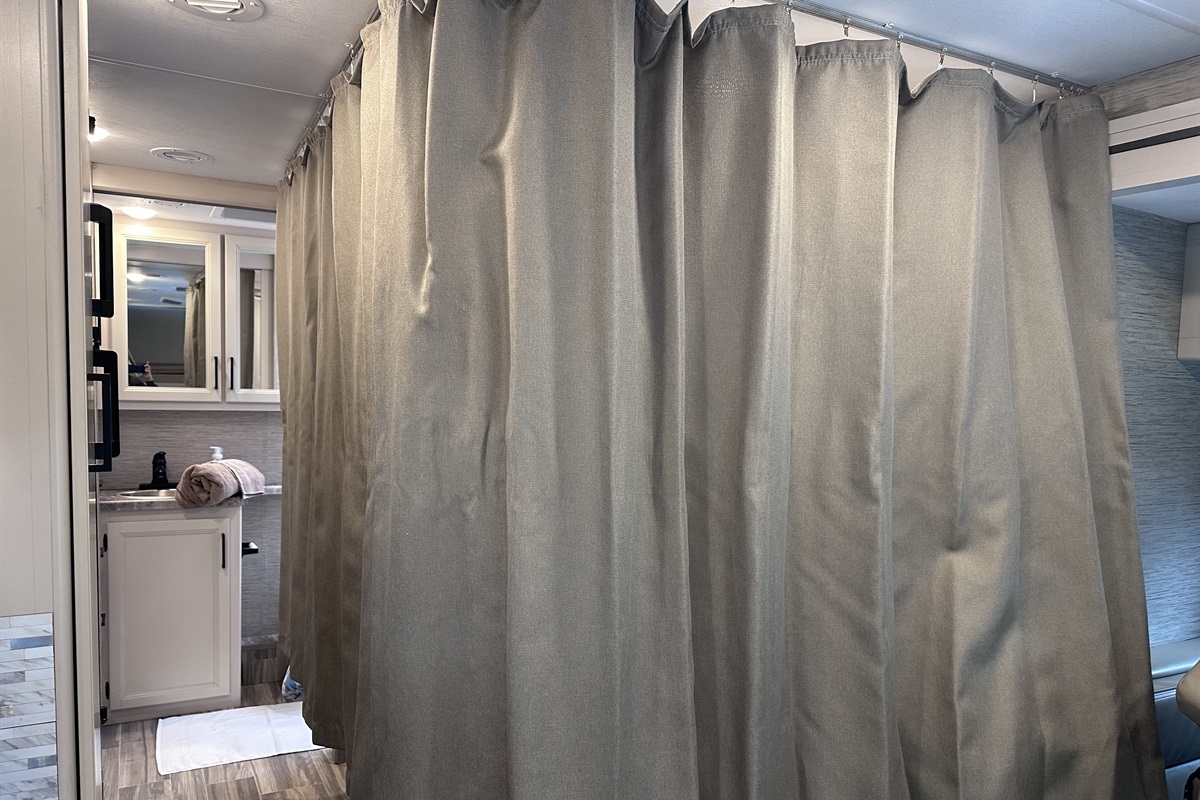 This is the curtain closed for privacy around the bed