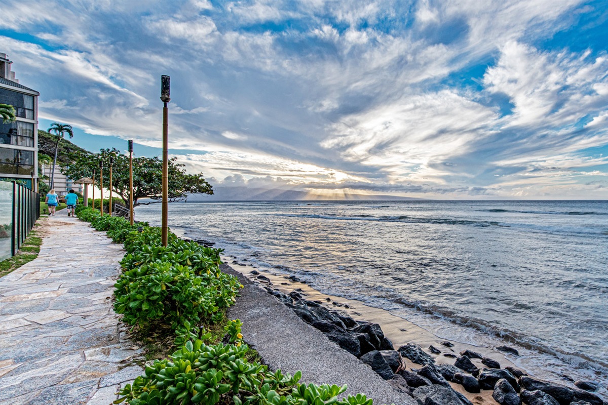 Beach path with stunning sunset views