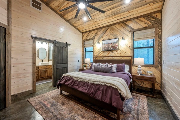 [Bedroom #2] The "Wildflower Suite" is a king bed master suite with full bath