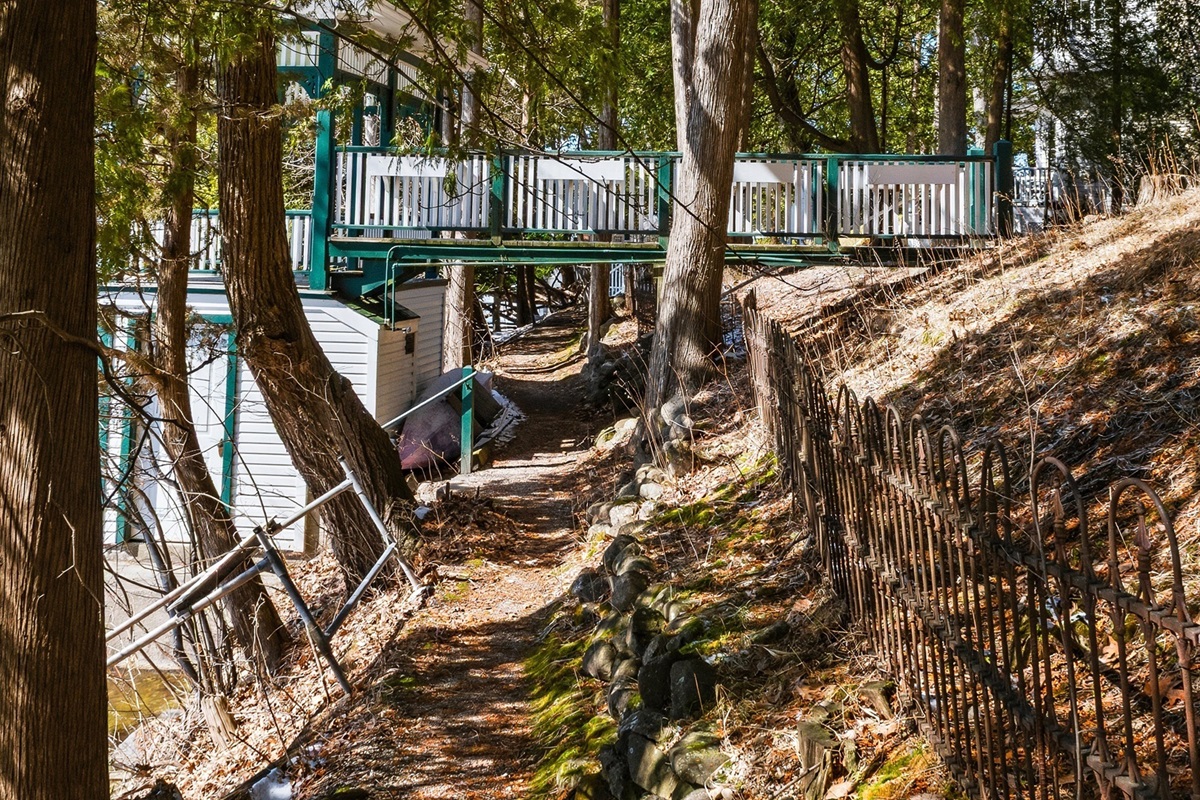 Walking bridge to the private dock.