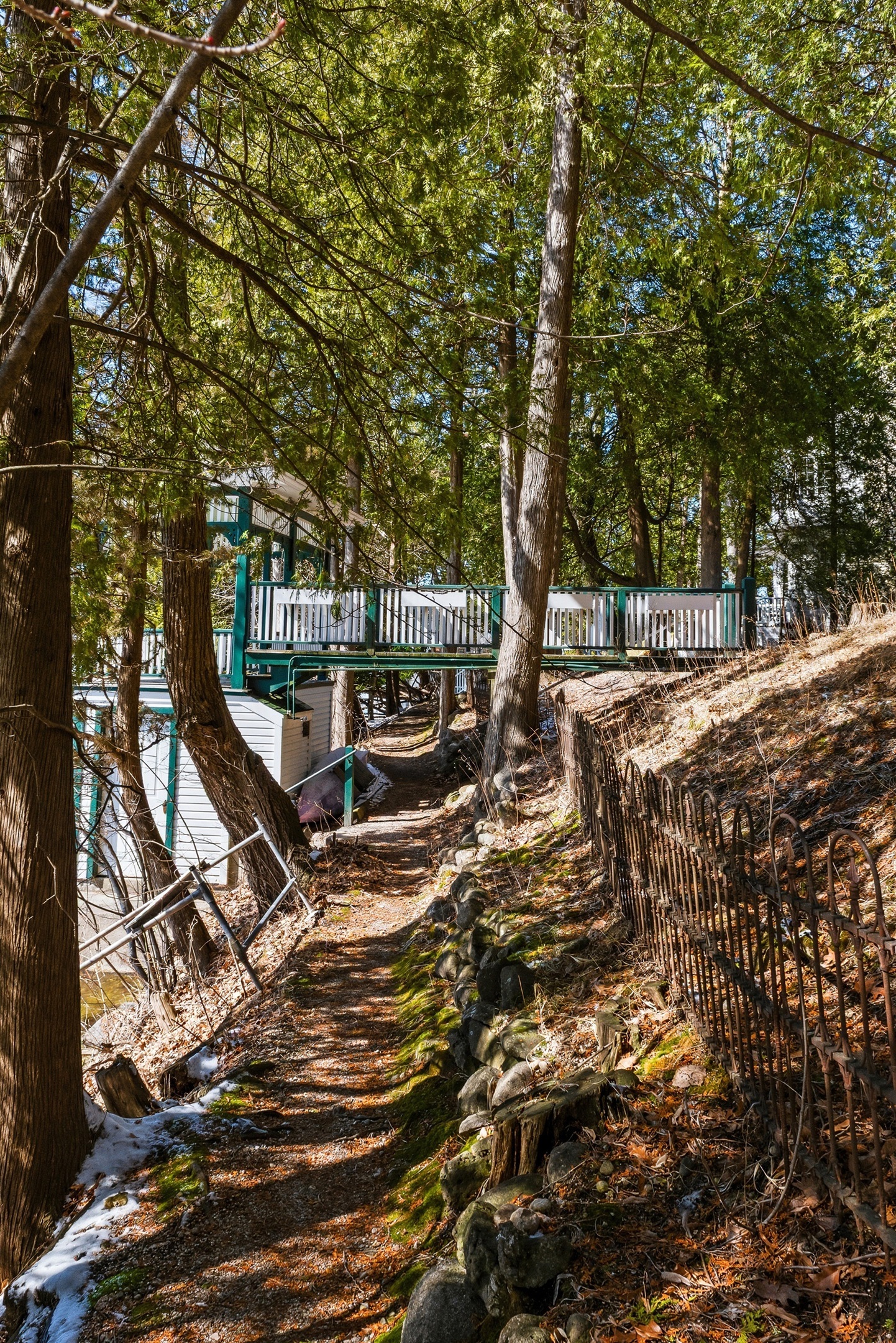 Walking bridge to the private dock.