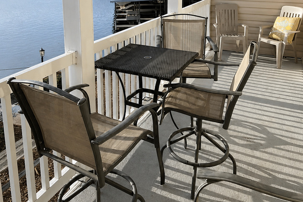 Private balcony with table and seating