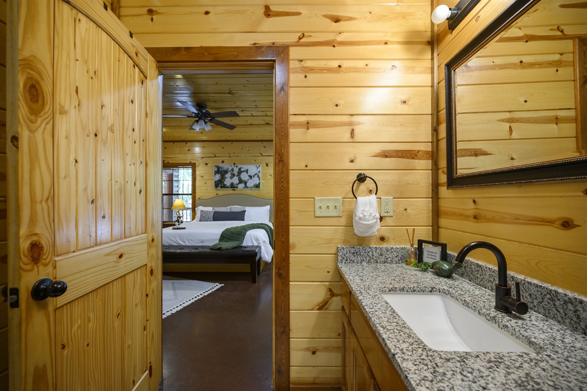Private bath for king suite.