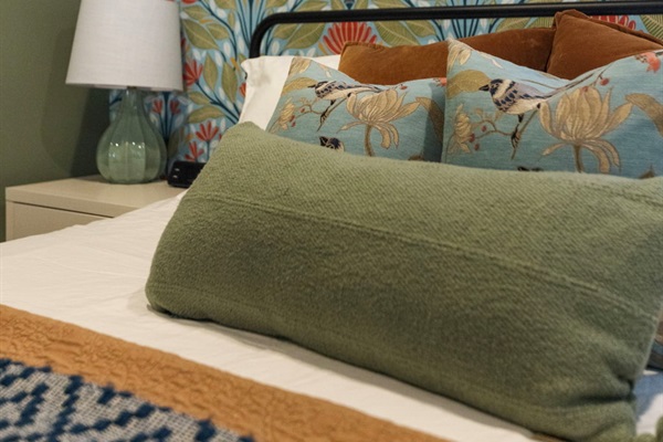 Enjoy lots of cozy pillows