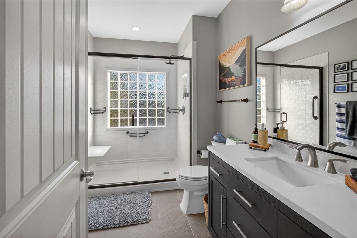 Clean, bright, and functional bathroom space