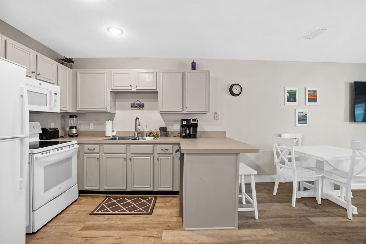 Brew the morning coffee and hit the beach &mdash; come back to a fully equipped kitchen ready for whatever you're making.