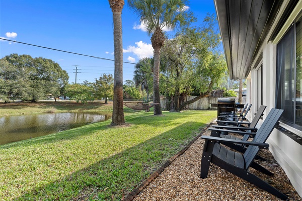 Chair for overlooking pond