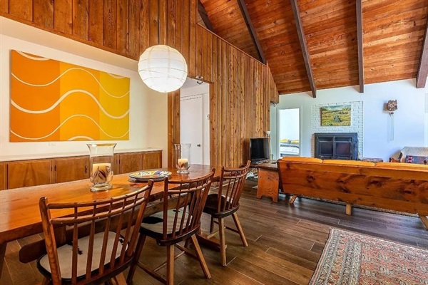 Enjoy family meals at the Vermont-crafted Townshend live edge oak table, complete with a bench for the kids or chairs for the adults, for post-adventure bread breaking.